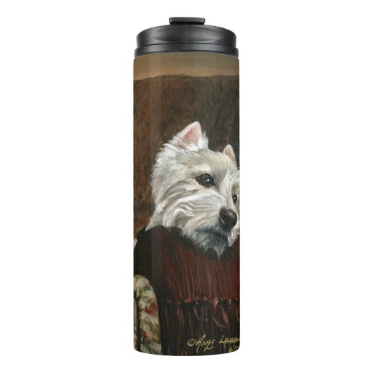 Lounging Westie auf Sofa Thermosbecher (Vorderseite)
