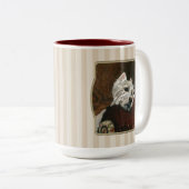 Lounging Westie auf Sofa Zweifarbige Tasse (VorderseiteRechts)