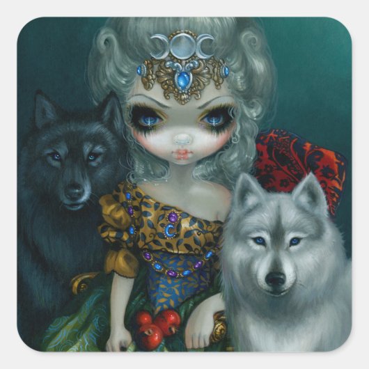 "Loup-Garou"-Aufkleber "La Grande Prêtresse" Quadratischer Aufkleber (Vorderseite)