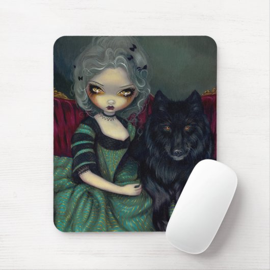 Loup-Garou:  Gotischer Wolf Mousepad der Noir (Mit Mouse)