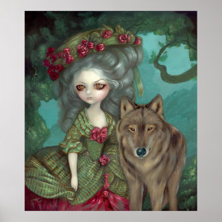 Loup-Garou: La Foret gothic wolf Rokoko Art Print Poster