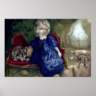 Loup-Garou La Tristesse Kunstprint gothischer Wolf Poster