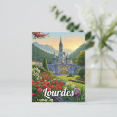 Lourdes France Travel Blume Postkarte (Stehend Vorderseite)