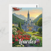 Lourdes France Travel Blume Postkarte (Vorne/Hinten)