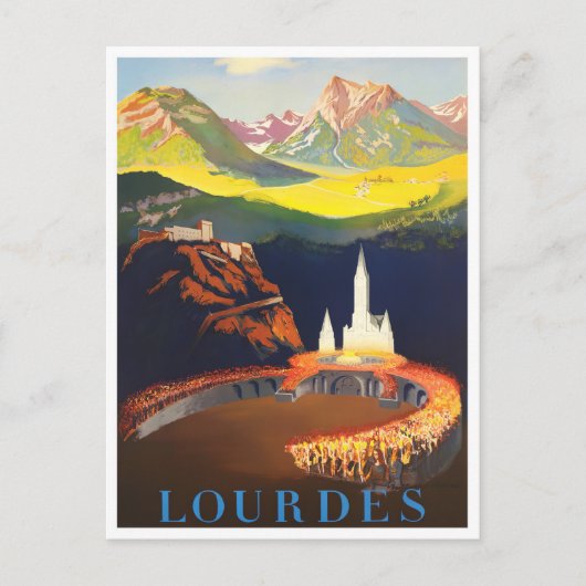 Lourdes France Vintage Postkarte (Vorderseite)