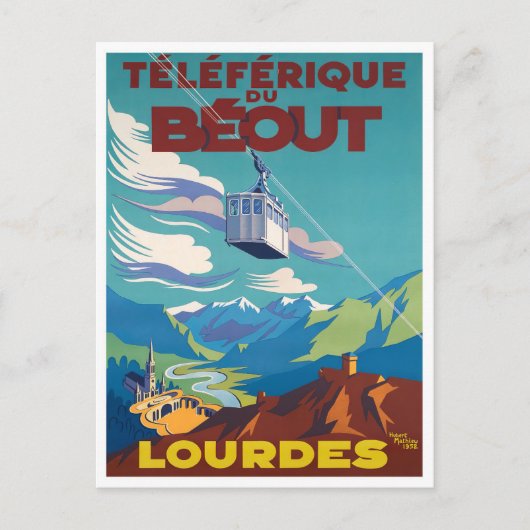 Lourdes France Vintage Postkarte (Vorderseite)