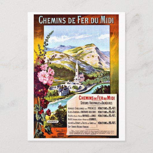 Lourdes, Frankreich, Vintage Reise Postkarte (Vorderseite)