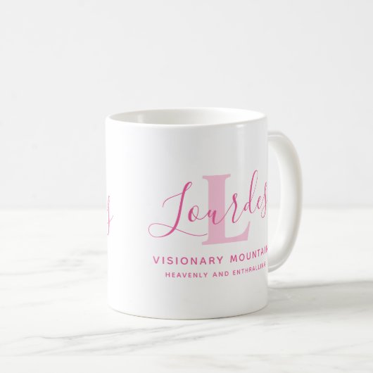 Lourdes Name Bedeutung und monogramm rosa Text Kaffeetasse (VorderseiteRechts)