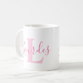 Lourdes Name Bedeutung und monogramm rosa Text Kaffeetasse (Vorderseite Links)