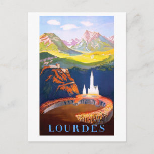 Lourdes, Stadt und Kirche. Pyrenäen Postkarte