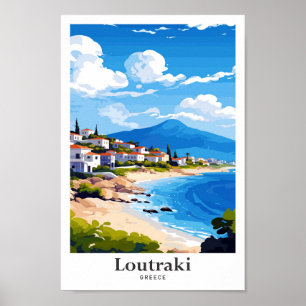 Loutraki Greece Travel Potrait Illustration Poster