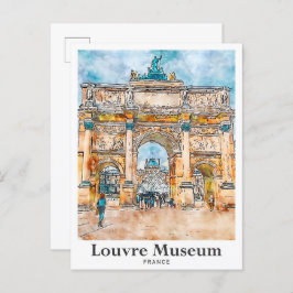 Louvre Museum Frankreich Wasserfarben Hand Dragee Postkarte