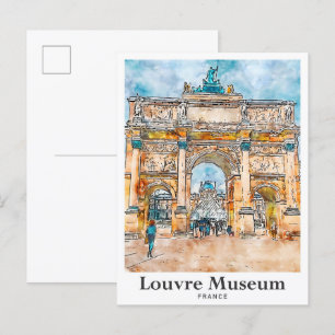 Louvre Museum Frankreich Wasserfarben Hand Dragee Postkarte