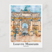 Louvre Museum Frankreich Wasserfarben Hand Dragee Postkarte (Vorderseite)