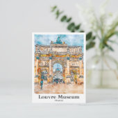 Louvre Museum Frankreich Wasserfarben Hand Dragee Postkarte (Stehend Vorderseite)