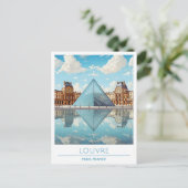 Louvre Paris Frankreich Vintage Travel Postkarte (Stehend Vorderseite)