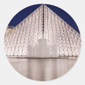 Louvre Pyramide france paris nachts Runder Aufkleber
