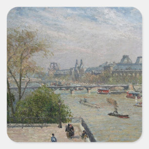 Louvre, Spring Camille Pissarro Quadratischer Aufkleber