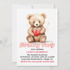 Lovable Teddy Bear Birthday Party Einladung