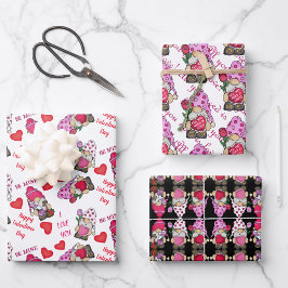 Lovable Valentine Gnomes Geschenkpapier Set