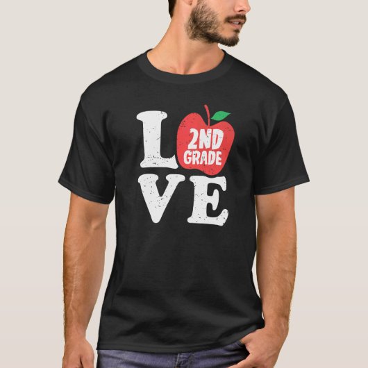 Love 2nd Grade Apple Second Grader Student Teacher T-Shirt (Vorderseite)