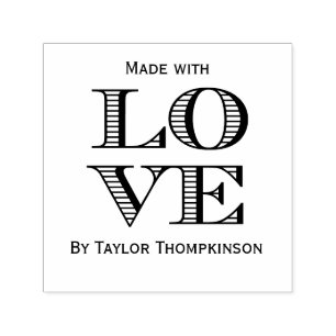 LOVE 2x2 Block Typographie - Gemacht mit Liebe Permastempel