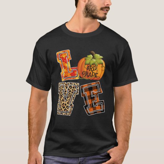 Love 3rd Grade Leopard Happy Fall Y all Autumn Tea T-Shirt (Vorderseite)