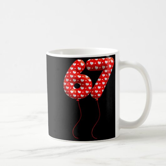Love 67 Heart Balloons Number 67 Valentines Day Te Kaffeetasse (Rechts)