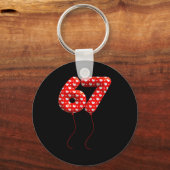 Love 67 Heart Balloons Number 67 Valentines Day Te Schlüsselanhänger (Vorderseite)