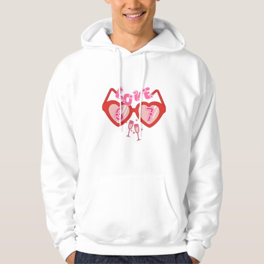 Love 67 Valentine Heart Sunglasses Hoodie (Vorderseite)