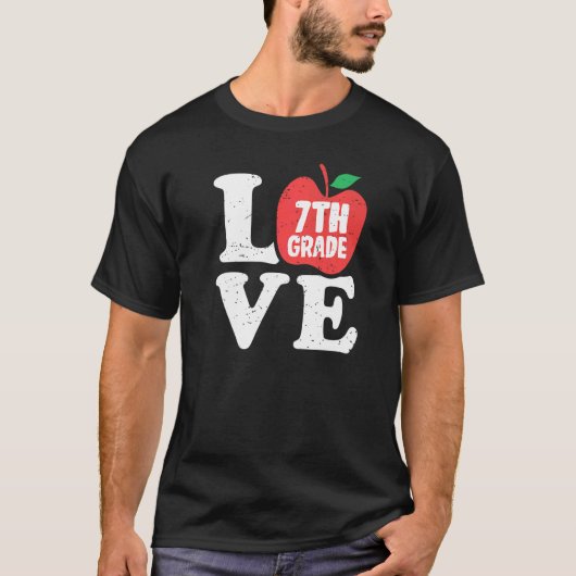 Love 7th Grade Apple Seventh Grader Student School T-Shirt (Vorderseite)