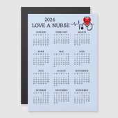 Love a Nurse 2026 Calendar Magnetic Card Magnetkarte (Vorne/Hinten)