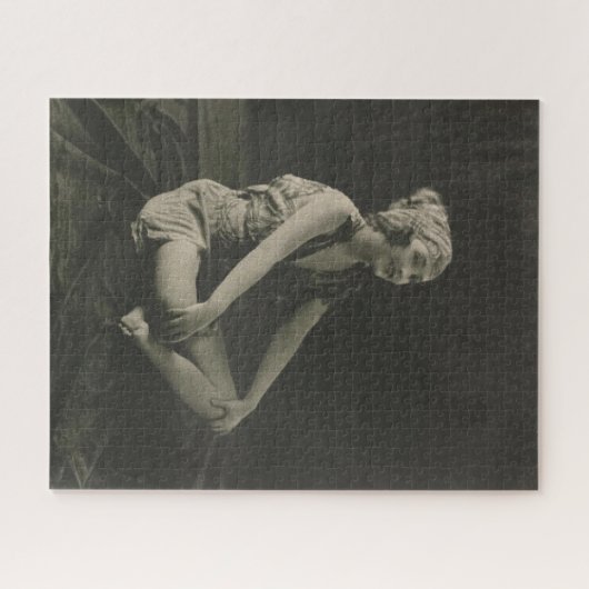 Love a Poor Maid Girl Sitting Cross Legs Puzzle (Horizontal)