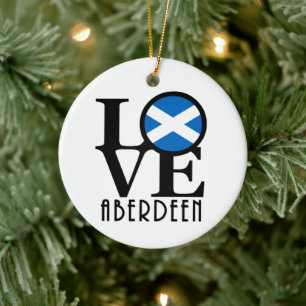 LOVE Aberdeen Scotland Keramik Ornament