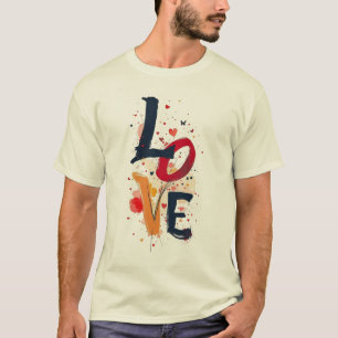 LOVE Abstrakte Malerei-Typografie-T-Shirt – Künstl T-Shirt