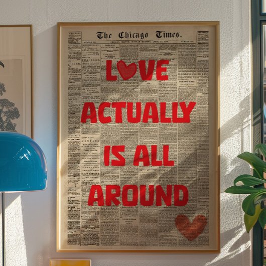 Love Actually Is All Around Vintage Wall Poster