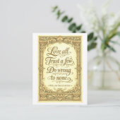 "Love All, Trust a Few" Shakespeare Postkarte (Stehend Vorderseite)