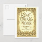 "Love All, Trust a Few" Shakespeare Postkarte (Vorne/Hinten)