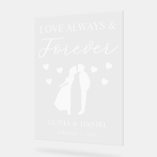 Love Always & Forever Personalized Wedding Acrylschild (Winkel)