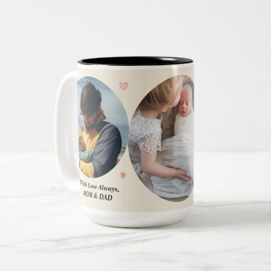 Love Always – Mom & Dad 3-Photo Mug Gift Zweifarbige Tasse (Vorderseite Links)