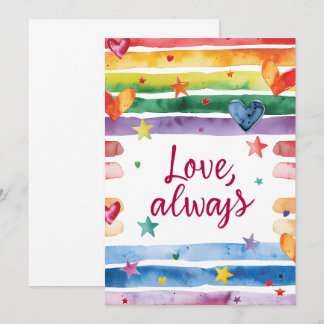 Love Always Rainbow Sticker, Watercolor Heart Einladung