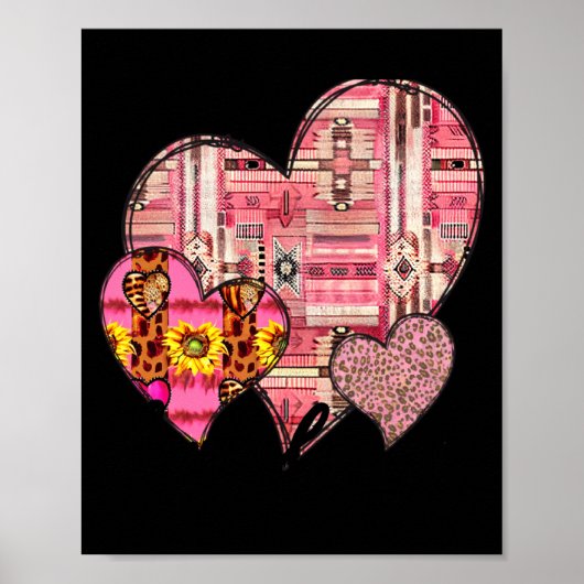 Love Always Retro Vintage Western Hearts Valentine Poster (Vorne)