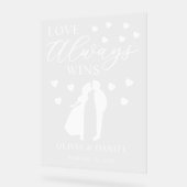 Love Always Wins Personalized Wedding Acrylschild (Winkel)