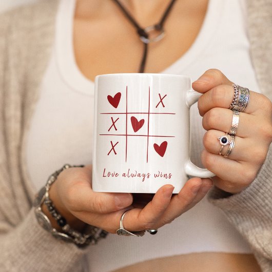 Love Always wins Quote l Red Heart Playful  Kaffeetasse