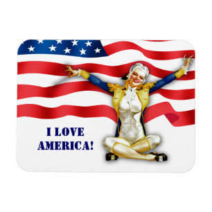 Love America. Retro Pin-up Magnet