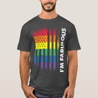Love American Flag Rainbow Fabulous Gay LGBT Pride T-Shirt