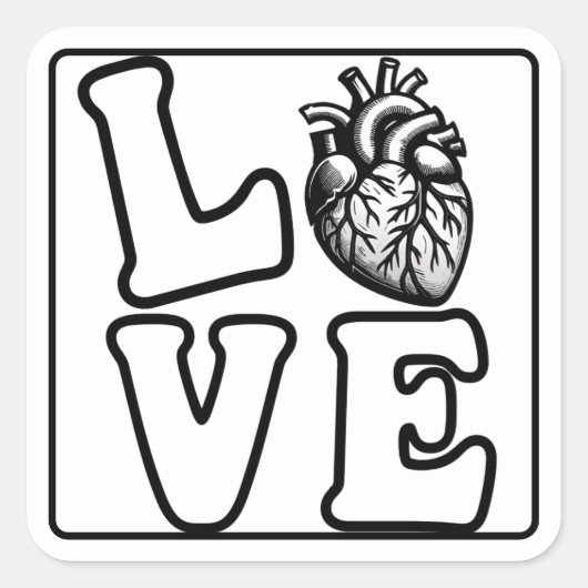LOVE Anatomical Human Heart Stickers (Vorderseite)