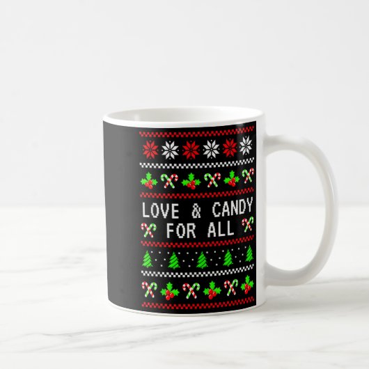 Love And Candy Christmas Candy Cane Ugly Christmas Kaffeetasse (Rechts)