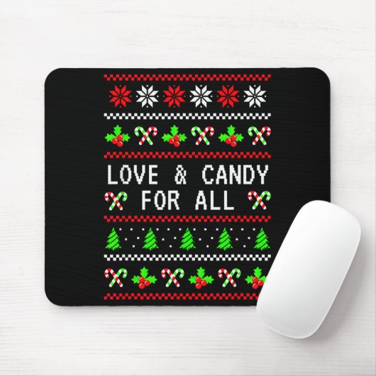 Love And Candy Christmas Candy Cane Ugly Christmas Mousepad (Mit Mouse)