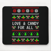 Love And Candy Christmas Candy Cane Ugly Christmas Mousepad (Vorne)